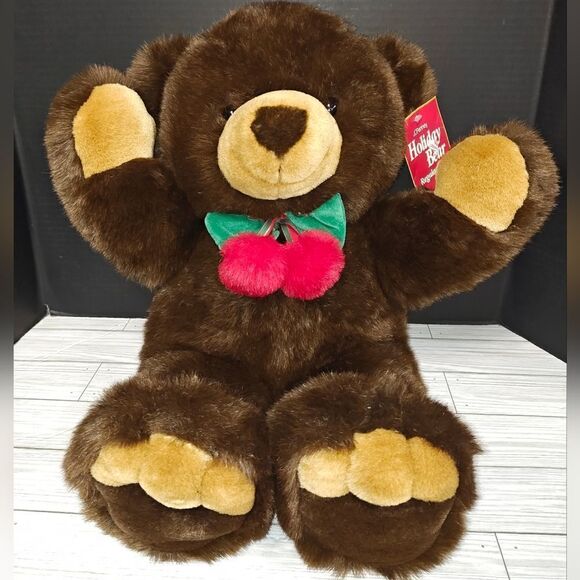 JC Penney Collection Dark Brown 24” Holiday Teddy Bear Stuffed Vintage Toy - Picture 3 of 8